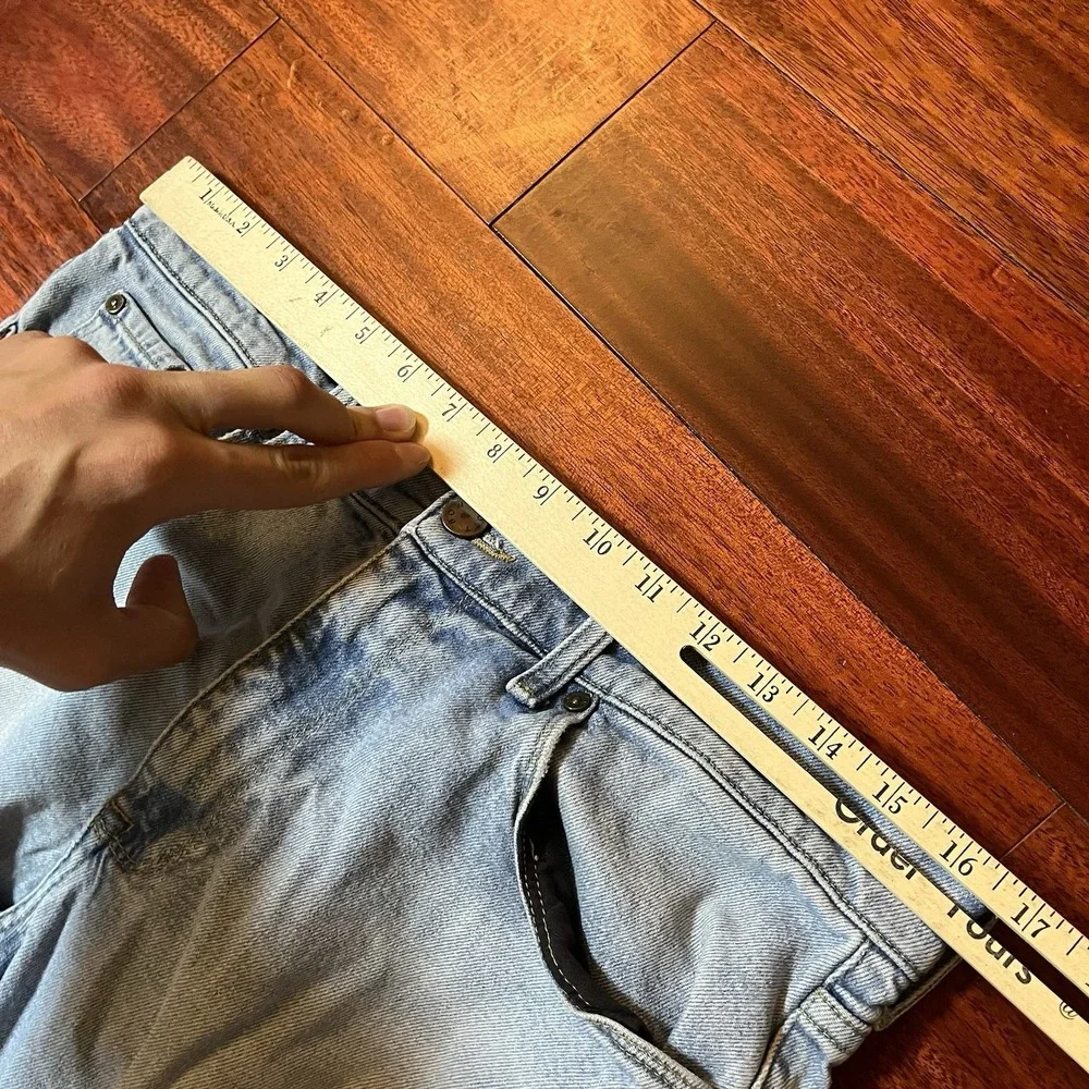 Mott & Bow Jeans Mens 33x34 TRUE TO SIZE Blue Light Wash Slim Stretch Grunge